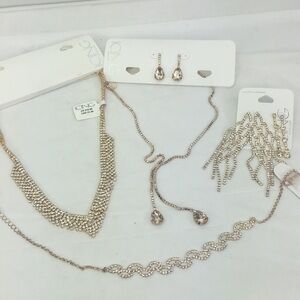 New ICING jewelry lot 3 necklaces 3 pairs of earrings rose gold